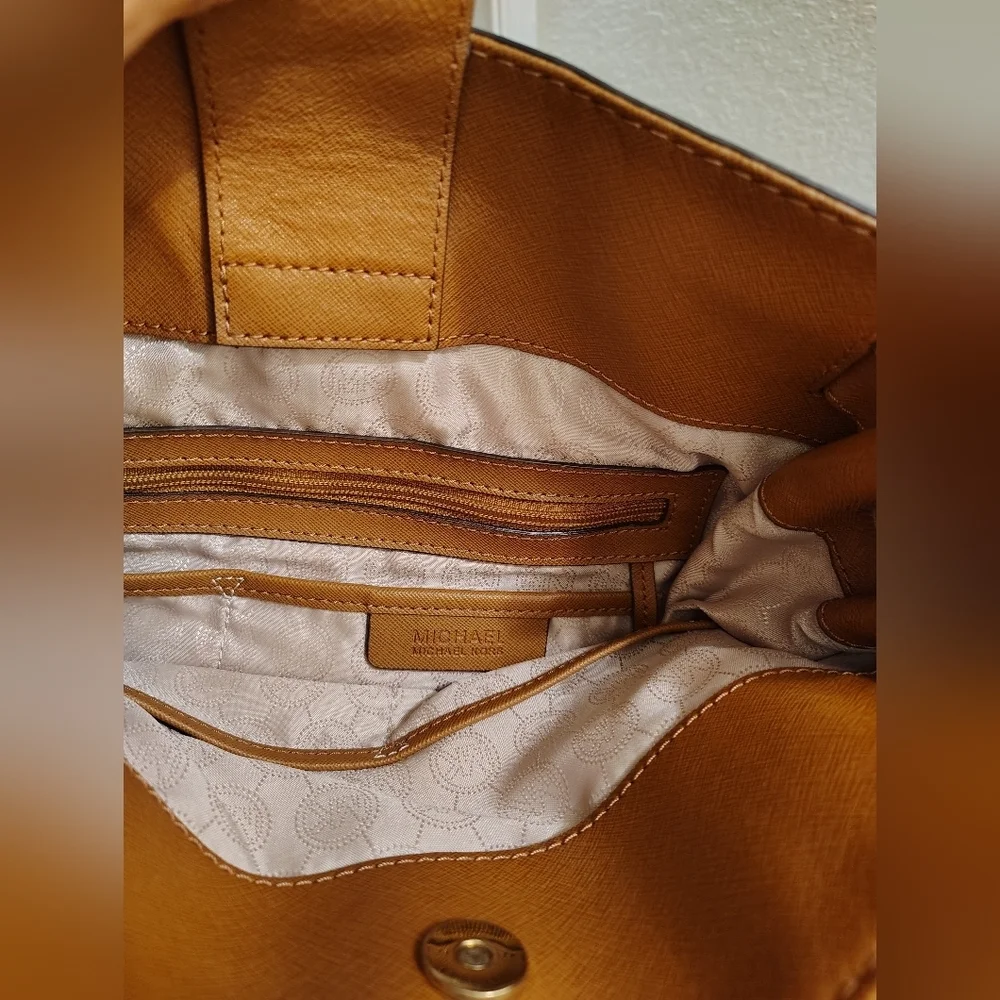 Michael Kors Tan Leather Tote with Gold Accents